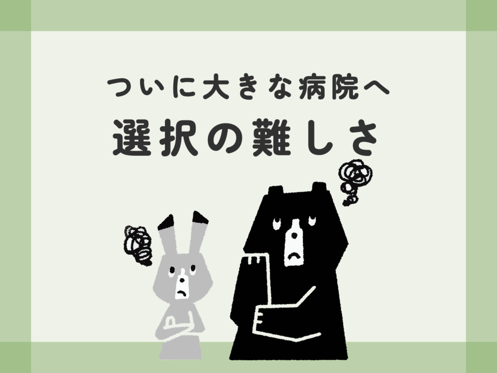 ついに大きな病院へ 選択の難しさ